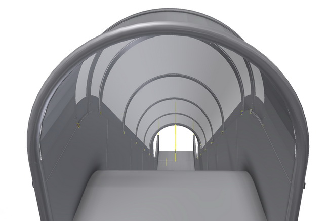 Rutschbahn aus Edelstahl mit transparenter Abdeckung Plan Einstieg