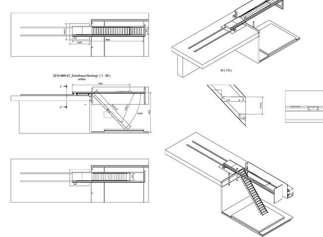 Zeichnung automatische Dachtreppe