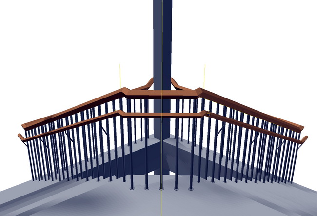 Geländer im Treppenhaus der neuen Schulanlage Halden in Opfikon, 3D Modell