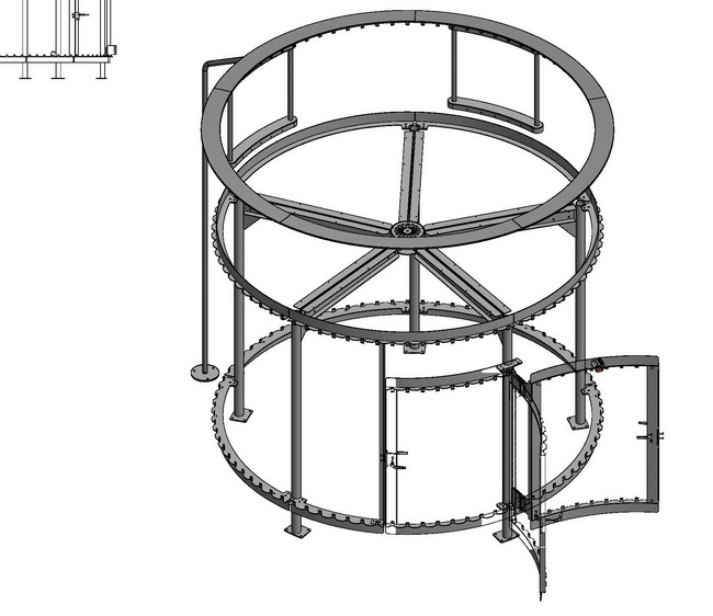 3D Modell statische Konstruktion der runden Geräteschuppen