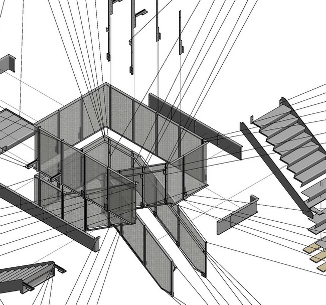 Treppe für Büro Geländer mit Gitterfüllungen
